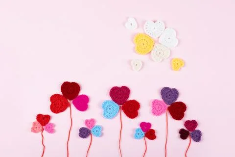 Crocheted hearts Stock Photos