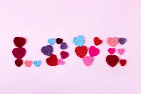 Crocheted hearts Stock Photos