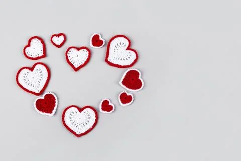Crocheted hearts Stock Photos