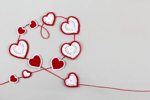 Crocheted hearts Foto stock