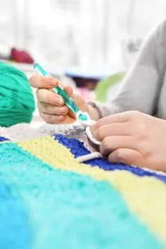 Crocheting. Hand needlework. Stock-Fotos