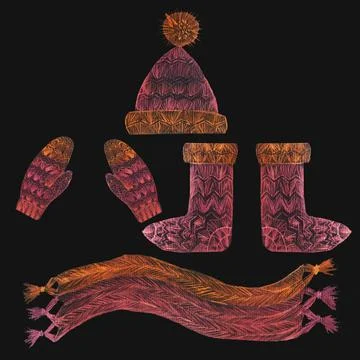 Crocheting winter Stock Illustration