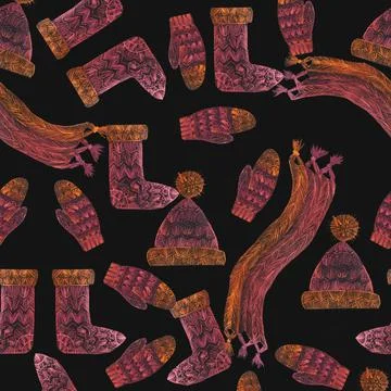 Crocheting winter Stock Illustration