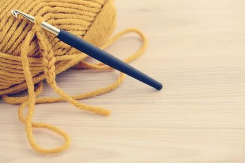 Crocheting with wool ball Stock Photos