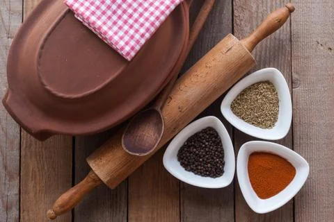 Crock and spice Foto stock