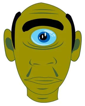 Crock cyclops on white background is insulated Stock Illustration