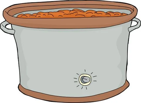 Crock pot with food Stock Illustration