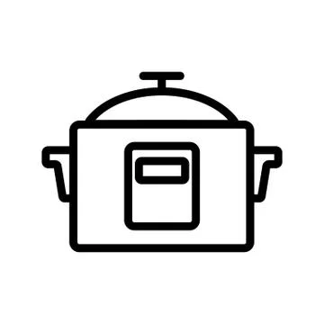 Crock-pot kitchen icon vector outline illustration Stock Illustration