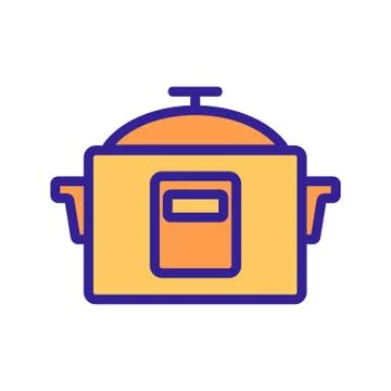 Crock-pot kitchen icon vector outline illustration Stock Illustration