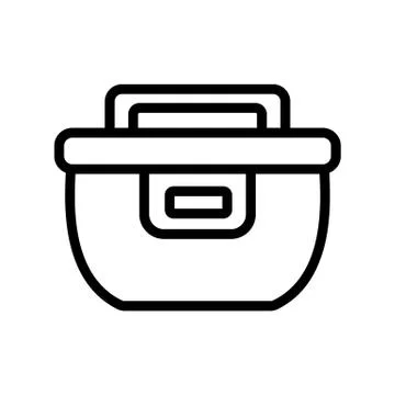 Crock-pot with timing icon vector outline illustration Stock Illustration