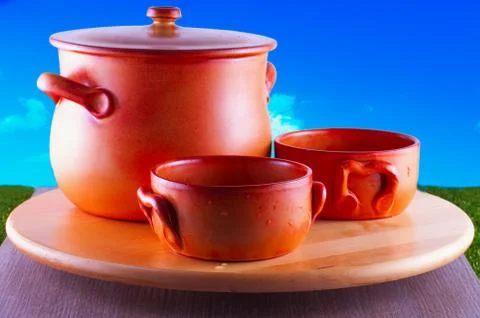Crock pots Foto stock