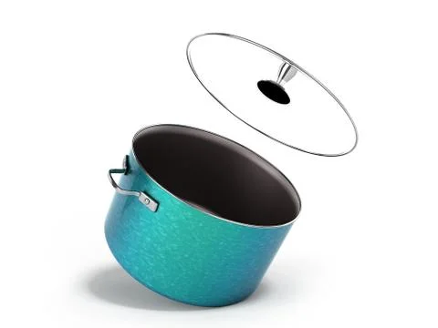 Crockery green pot with stone sprayed 3d render on white background Stock Illustration
