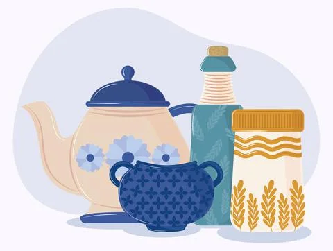 Crockery, kitchenware tools Stock Illustration