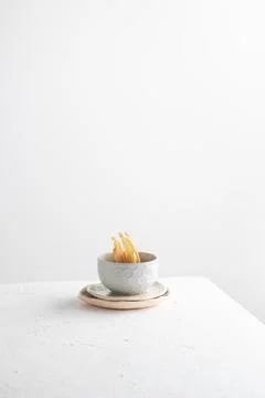 Crockery on a white table Stock Photos