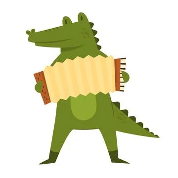 Crocodile with accordion イラスト素材