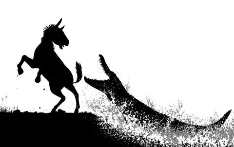 Crocodile ambush Illustrazione stock