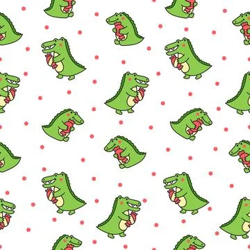 Crocodile character engaged. Seamless pattern. Stock Illustration