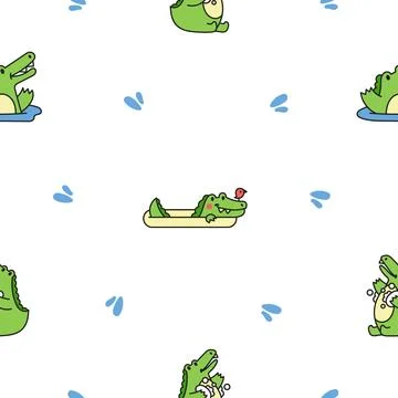 Crocodile character engaged. Seamless pattern. Stock Illustration