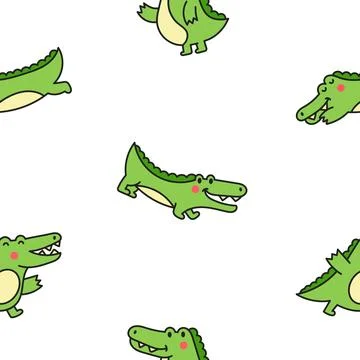 Crocodile character engaged. Seamless pattern. Stock Illustration