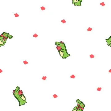 Crocodile character engaged. Seamless pattern. Stock Illustration