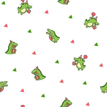 Crocodile character engaged. Seamless pattern. Stock Illustration