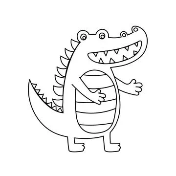 Crocodile doodle Coloring book with vector for kids Stock Illustration