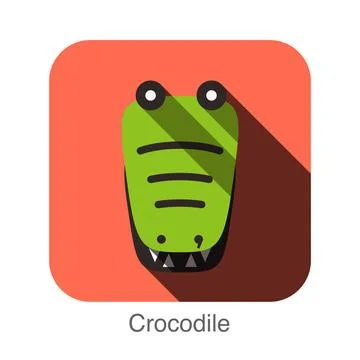 Crocodile face flat icon design. Animal icons series. Stock Illustration