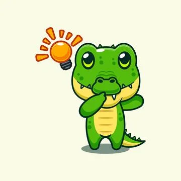Crocodile get an idea cartoon vector illustration. Stock Illustration