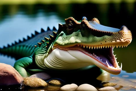 Crocodile half out of the river Stock Illustration