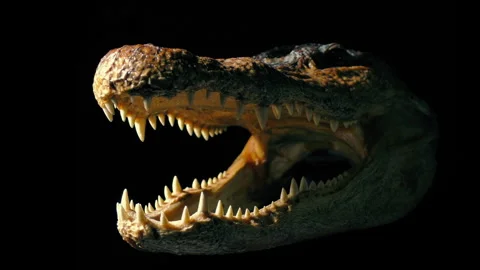 Crocodile Head Isolated On Black Stock Footage 314018886