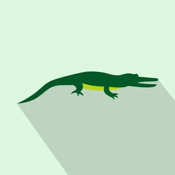 Crocodile icon, flat style Stock Illustration