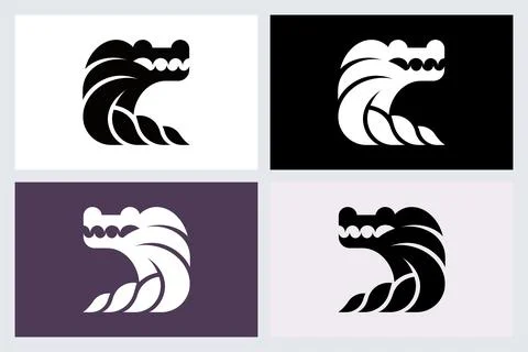 Crocodile Letter C Logo Design Concept Stock Illustration