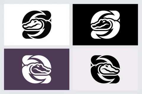 Crocodile Letter S Logo Design Concept Stock Illustration