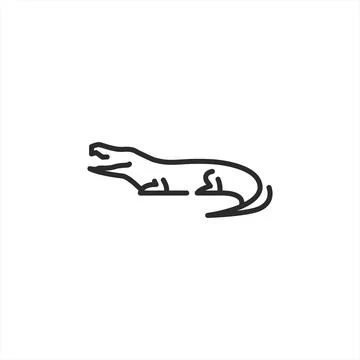 Crocodile Line Icon Stock Illustration