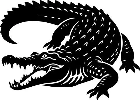 Crocodile with open mouth, minimal flat vector illustration Stock Illustration