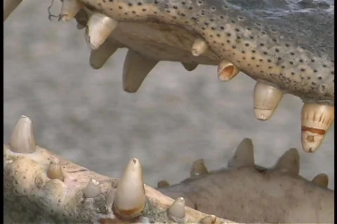 A crocodile opens its mouth to show its teeth. Stock Footage
