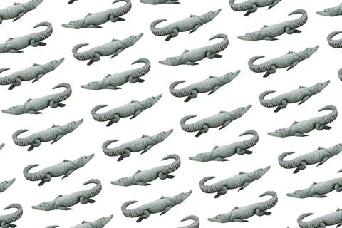 Crocodile or alligator pattern isolated on white background. Zoo animals concept Stock Photos