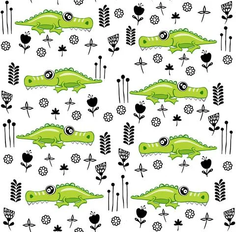 Crocodile pattern design with several alligators. animal illustration Stock Illustration