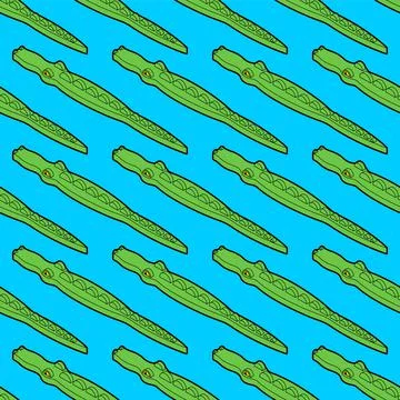 Crocodile pattern seamless. isometric Alligator sea predator background Stock Illustration