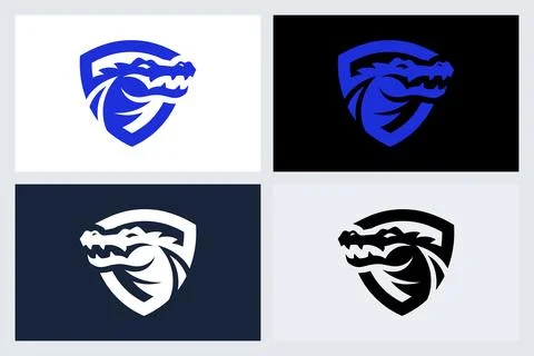 Crocodile Shield Logo Design Set Stock-Illustration