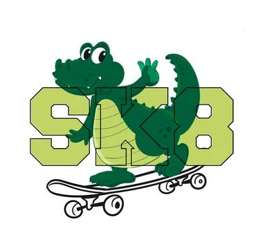 Crocodile skating cartoon vector design for t shirt, hoodies, banner, poster 스톡 일러스트