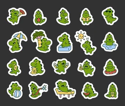 Crocodile summer character set Illustrazione stock