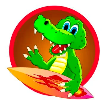 Crocodile surfer Stock Illustration