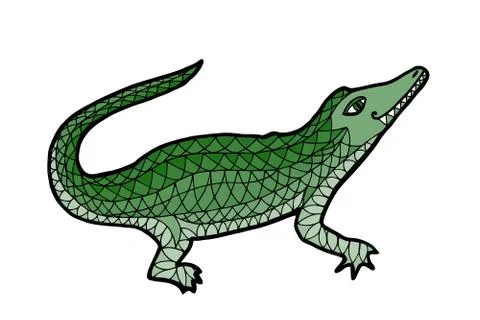 Crocodile vector. Alligator zen tangle. Stock Illustration