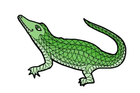 Crocodile vector. Alligator zen tangle. 库存插图
