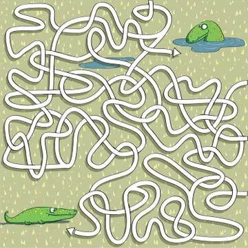 Crocodiles Maze Game Stock Illustration