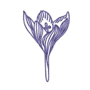 Crocus flower imitation of mouline thread embroidery design element Stock Illustration