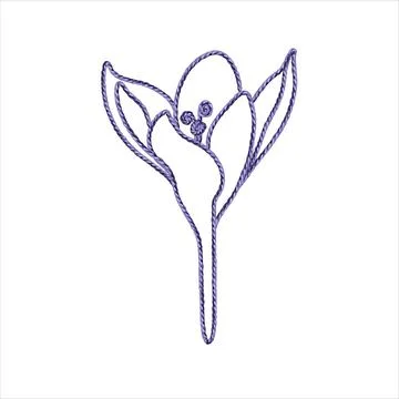 Crocus flower imitation thread embroidery design element. Stock Illustration