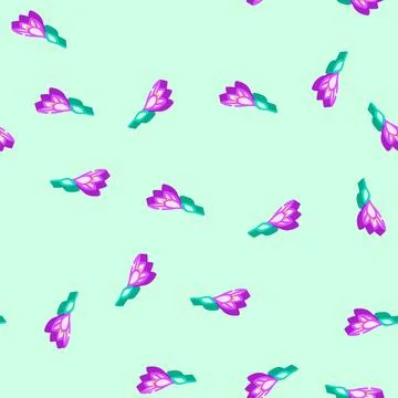 Crocus flower spring isometric icon seamless pattern Stock Illustration