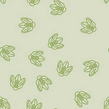 Crocus flower spring line seamless pattern イラスト素材